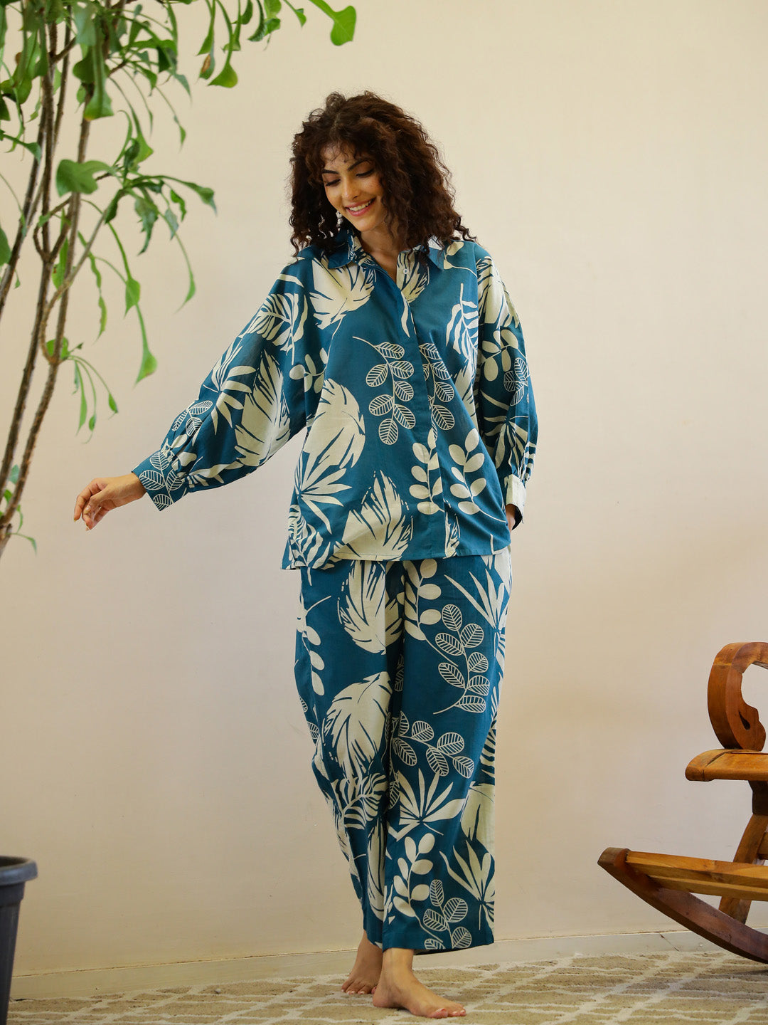 Flower Printed Night Suit Set for Women