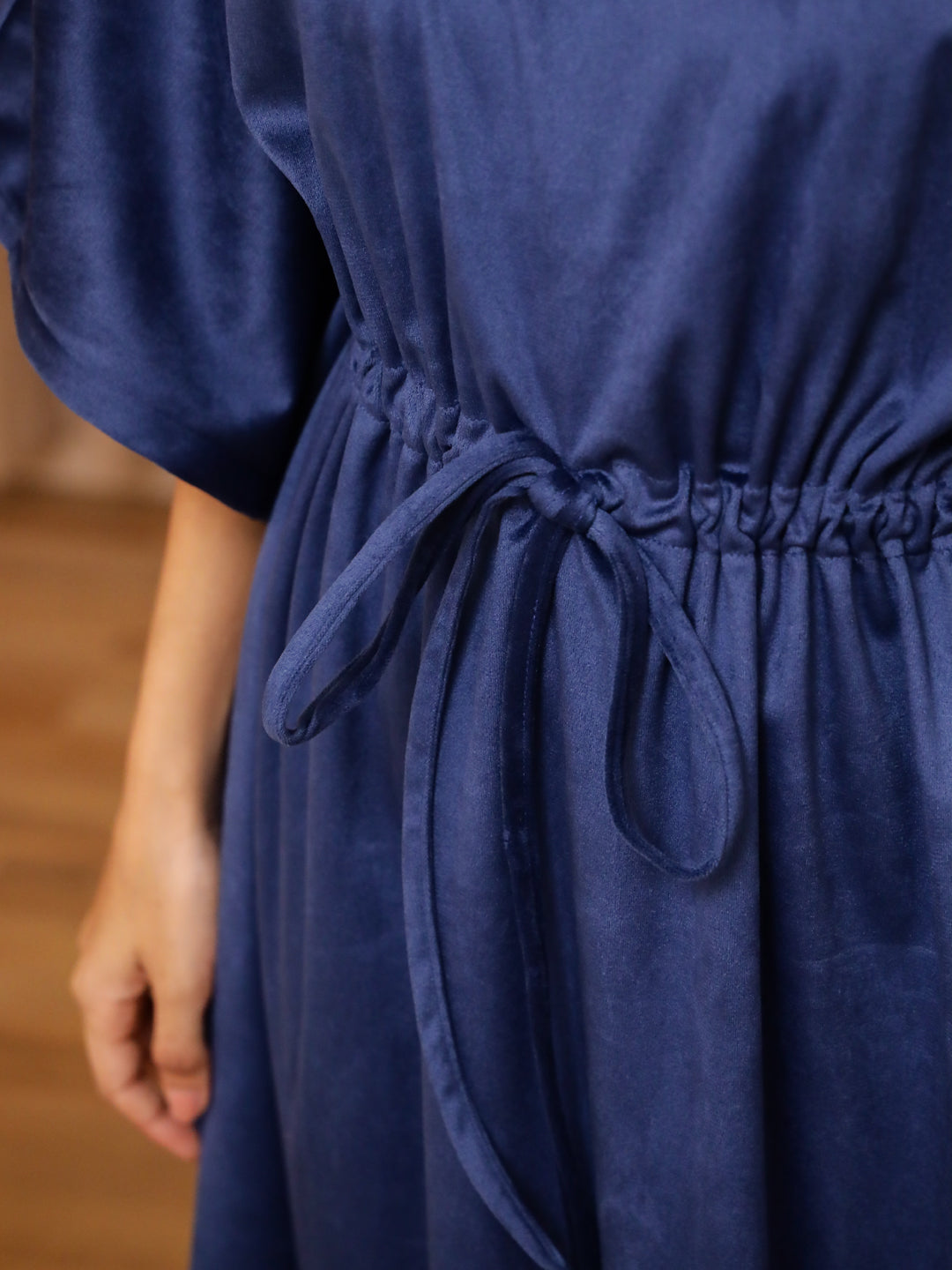 Blue V-Neck Velvet Winter Kaftan