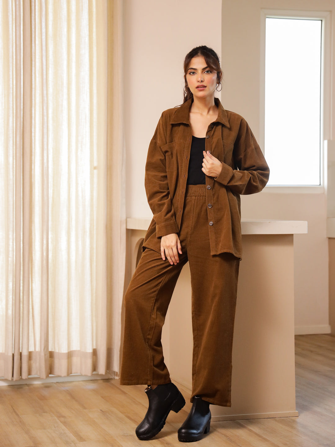 Brown Corduroy Co-ord Set