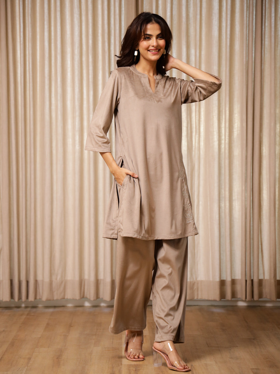 Solid Print Kurta Set for Women