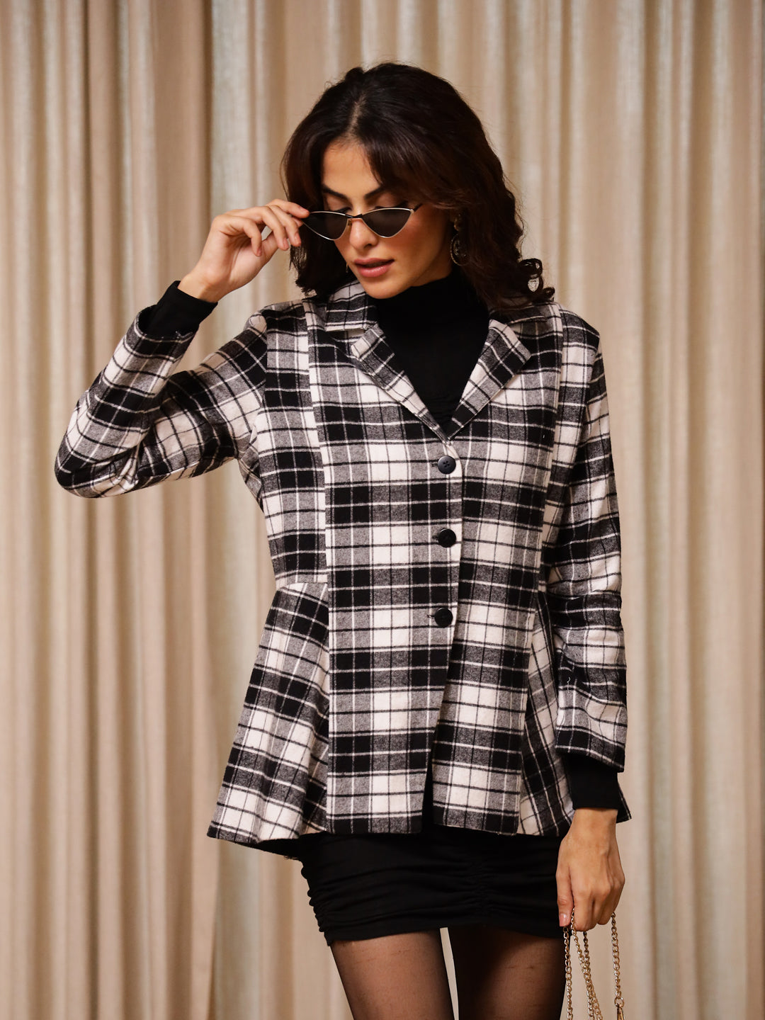 Black and White Check Jacket for Women