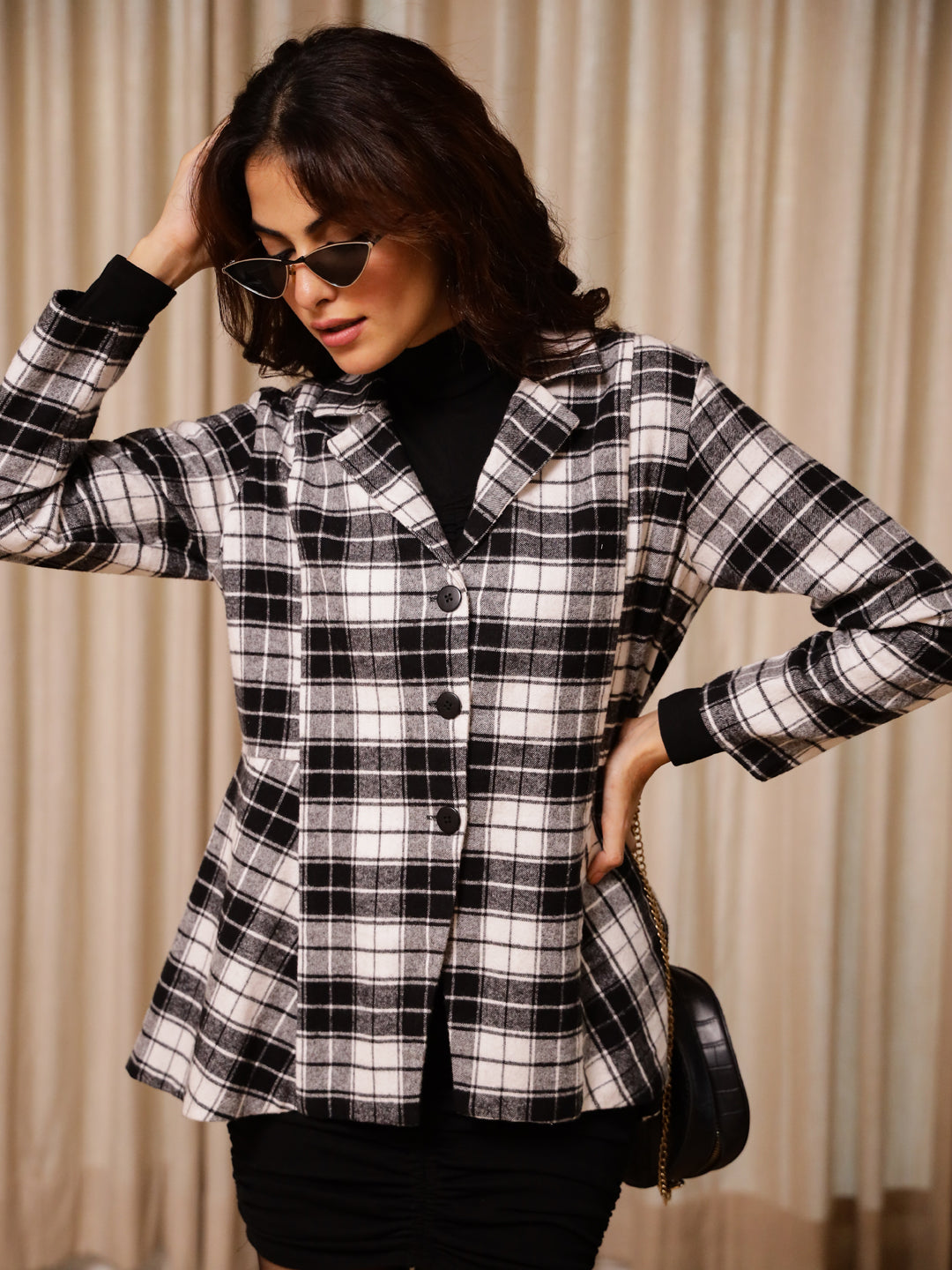 Black and White Check Jacket for Women