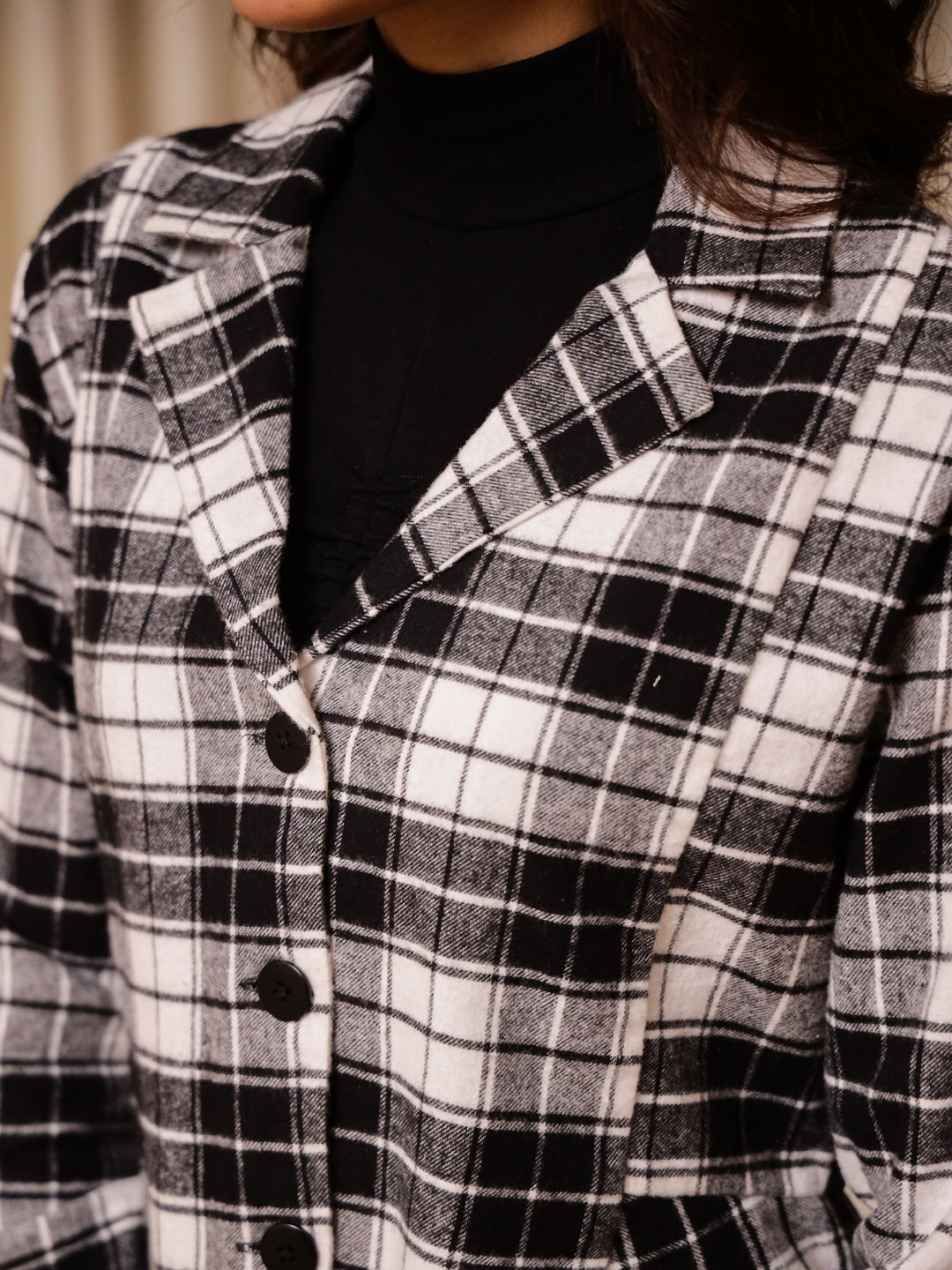 Black and White Check Jacket for Women