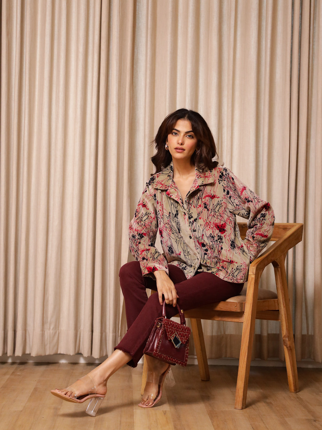 Multicolor Printed Velvet Jacket for Women