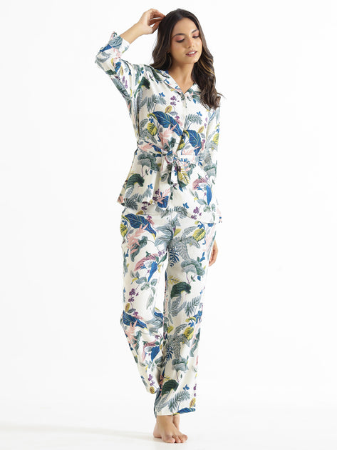 WHITE BOTANICAL Printed Cotton Co-ord Set – Sanskruti Homes