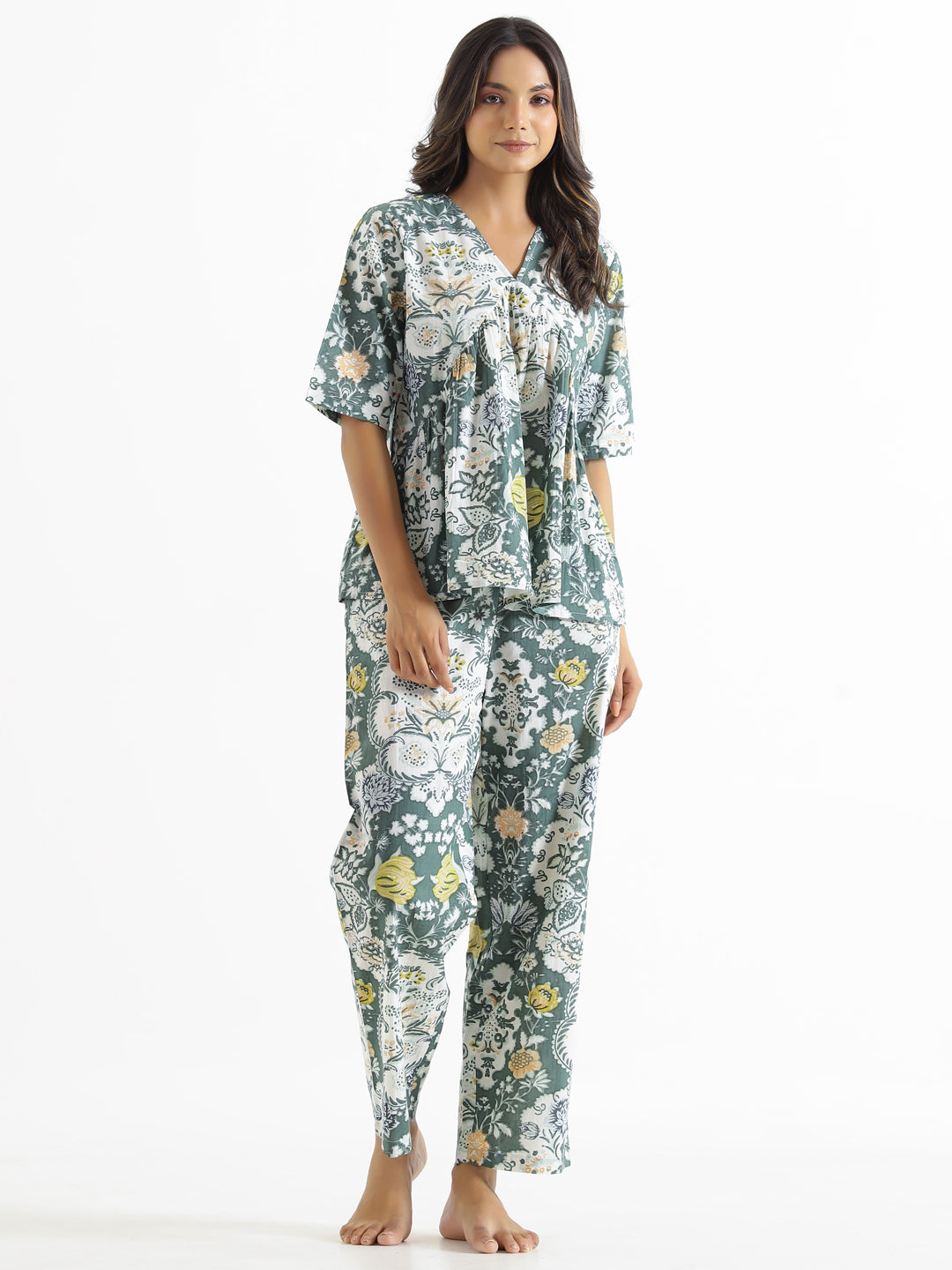 Cadet Green Cotton Loungewear Set