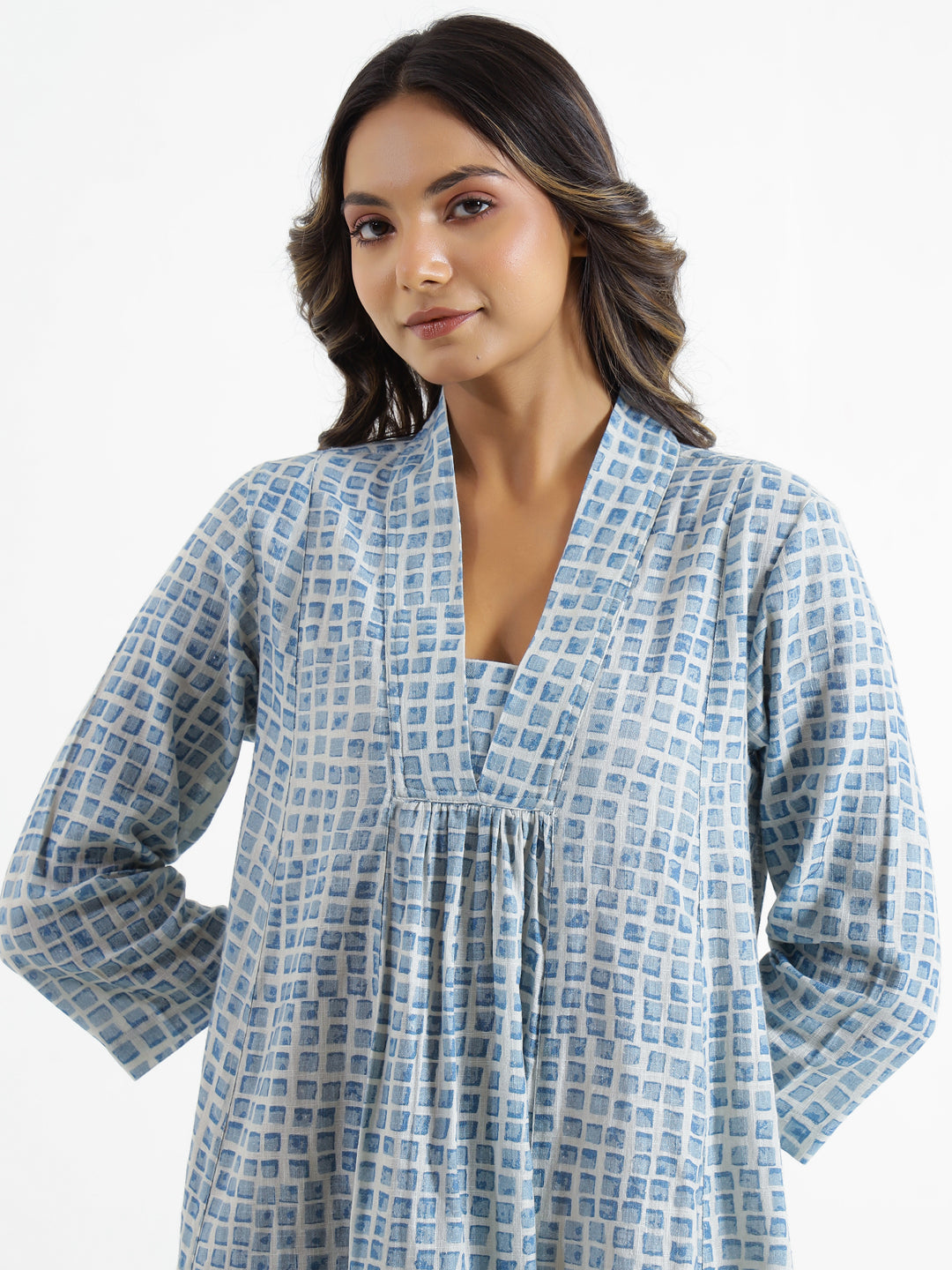 Checks Cotton Night  Dress