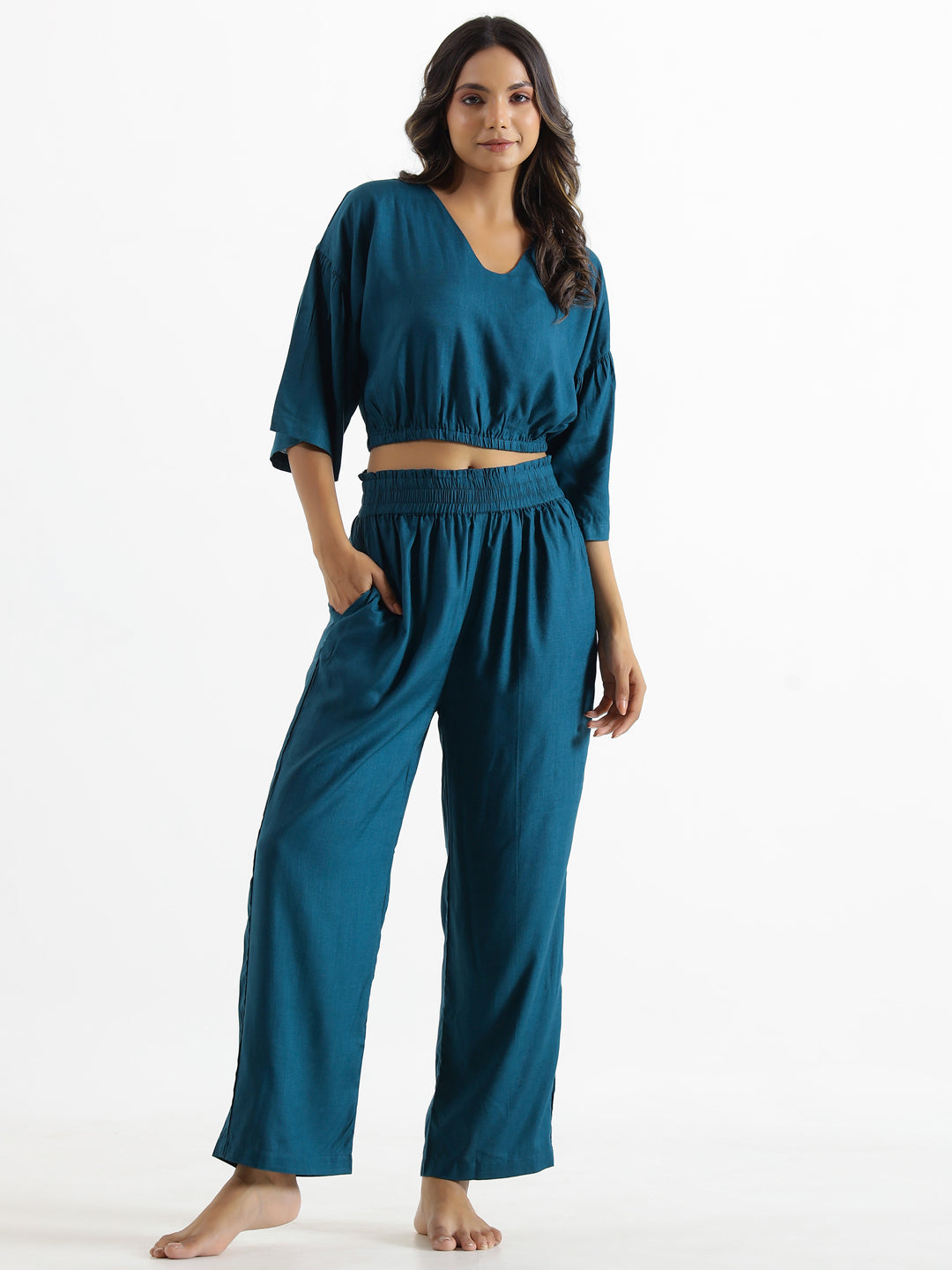 Women Rayon Slub Night Suit