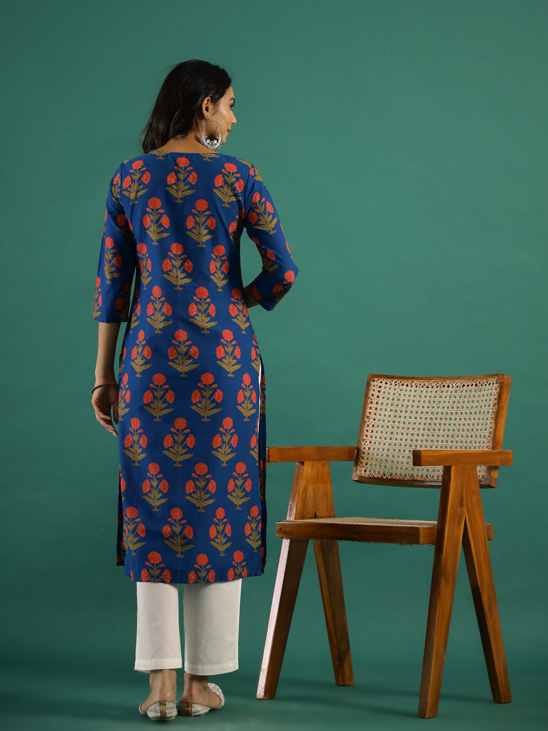 Blue Printed Kurti Set