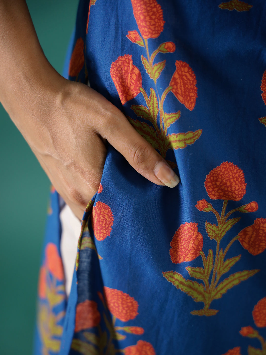 Blue Printed Kurti Set