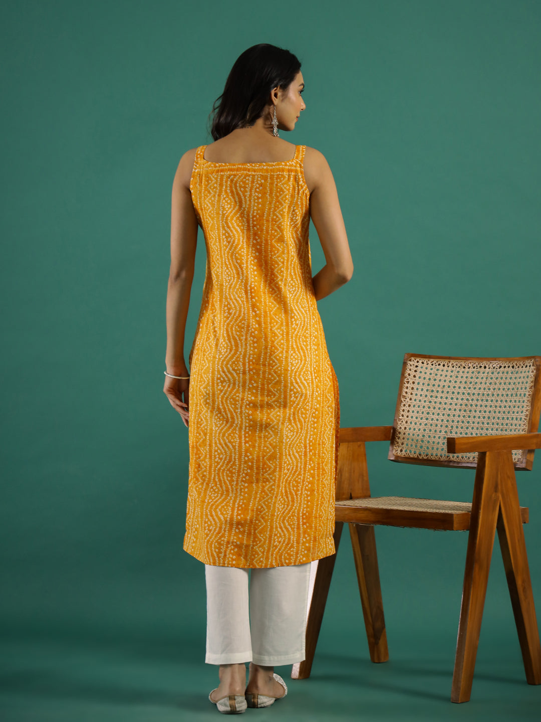 Yellow Cut Sleeves Kurti Set