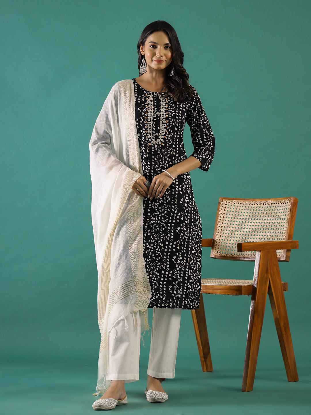 Black & White Printed Kurta Set