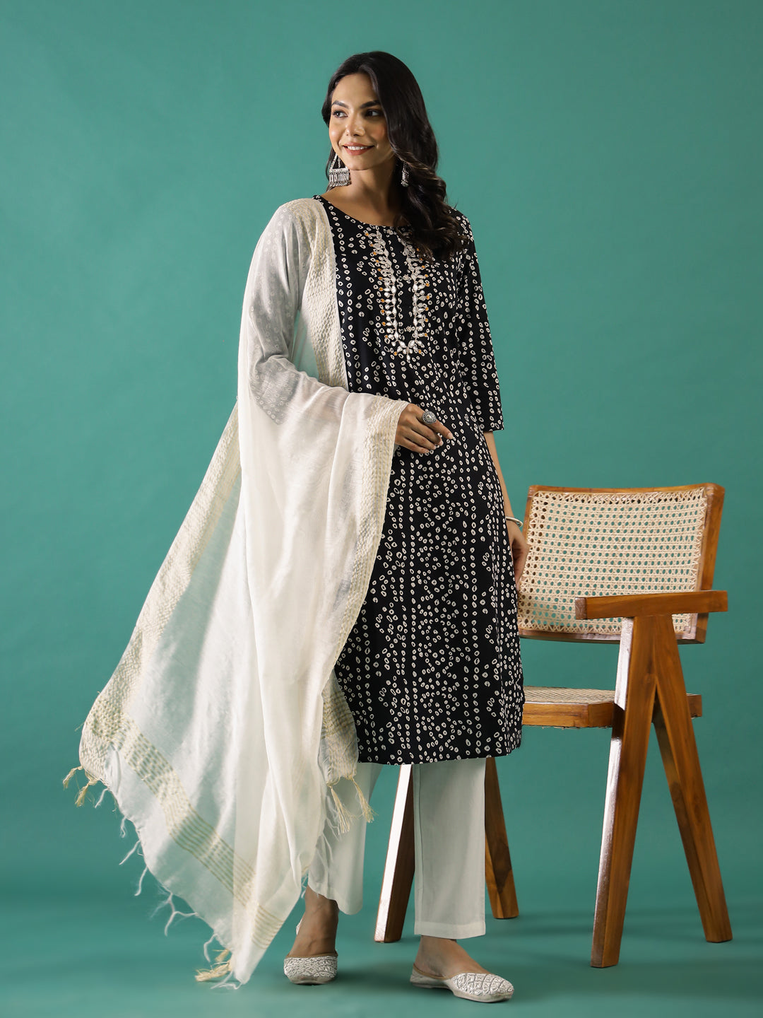 Black & White Printed Kurta Set