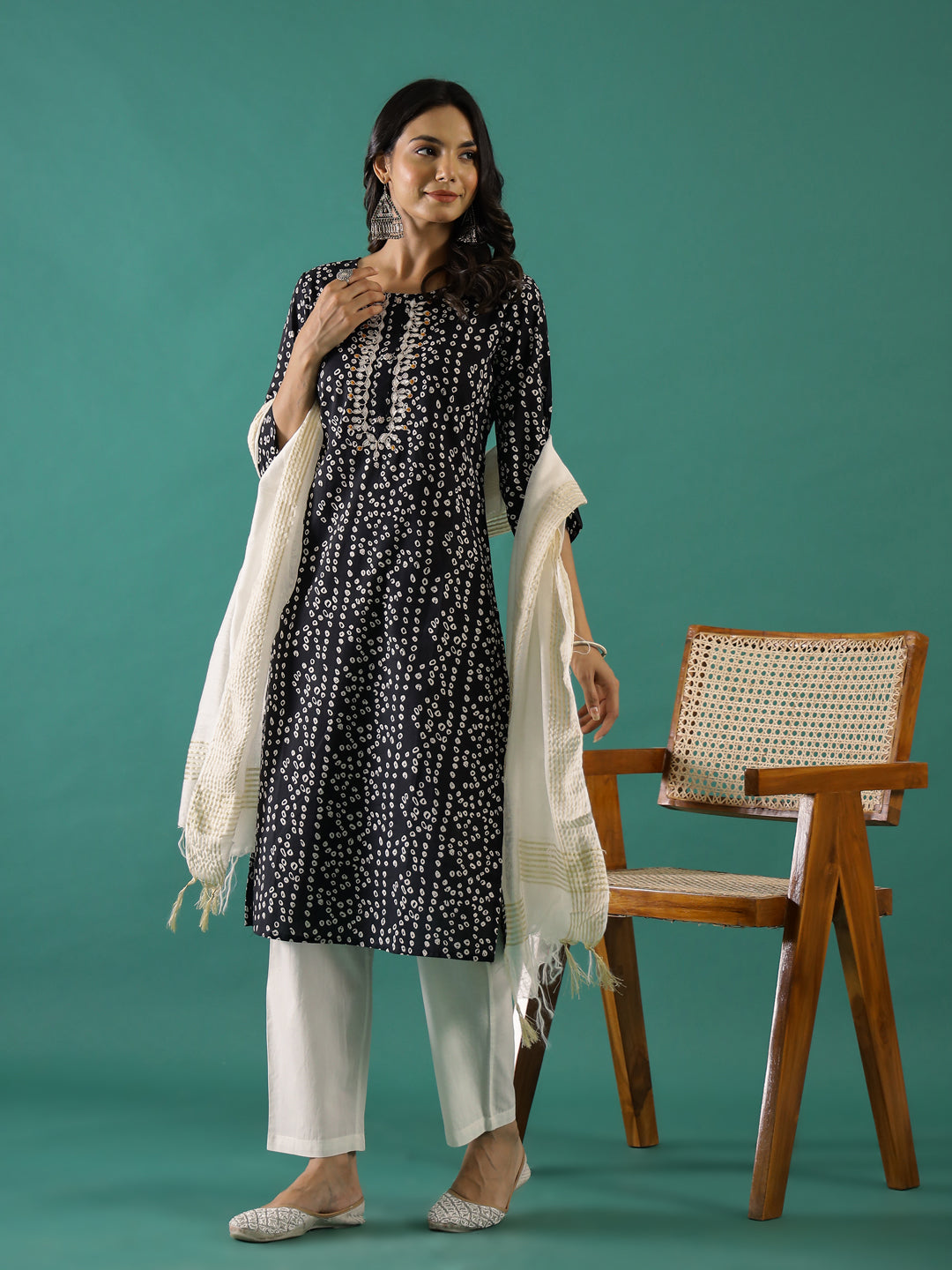 Black & White Printed Kurta Set