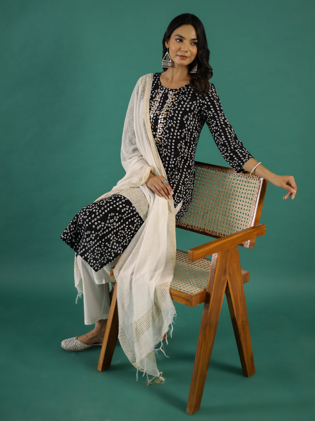 Black & White Printed Kurta Set