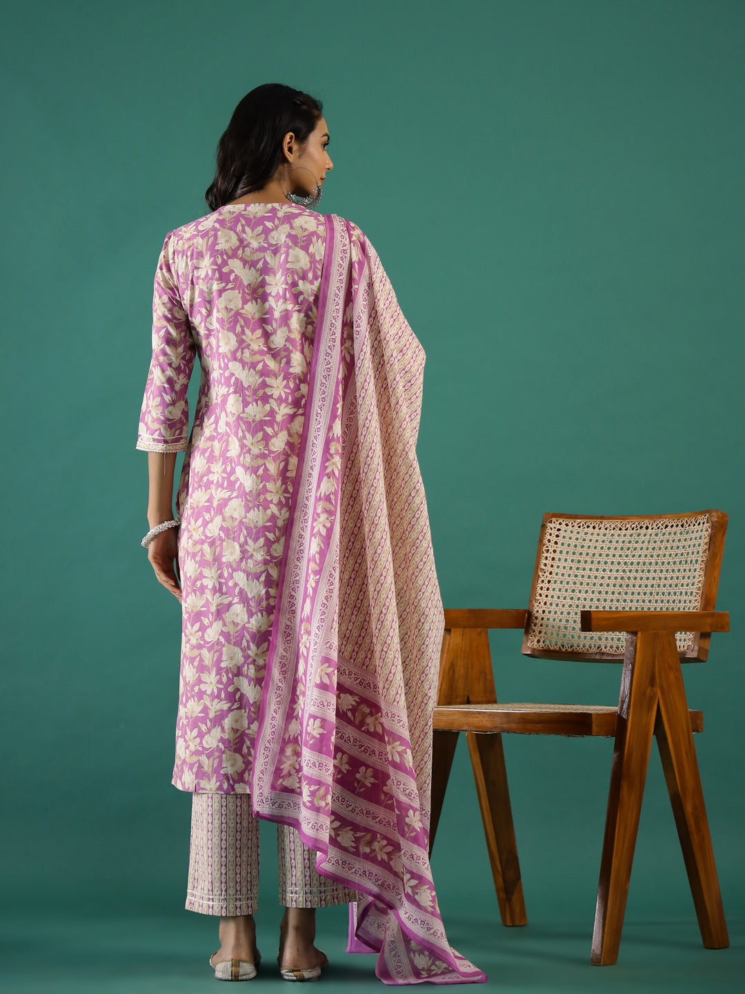 Pink Cotton Kurta Set with Dupatta