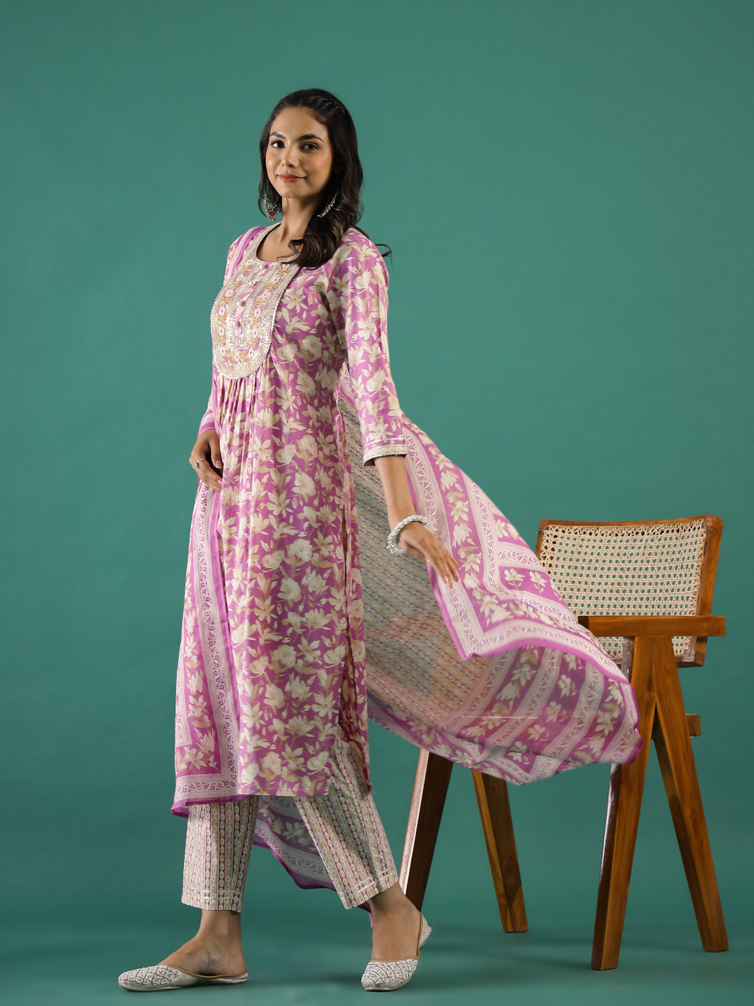 Pink Cotton Kurta Set with Dupatta