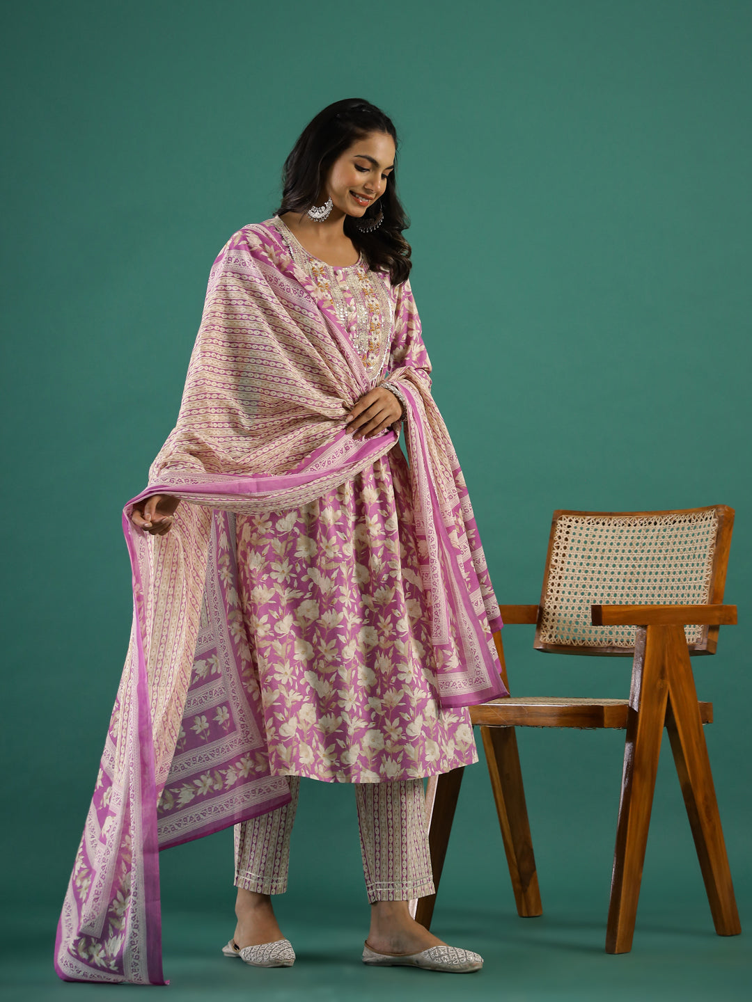 Pink Cotton Kurta Set with Dupatta