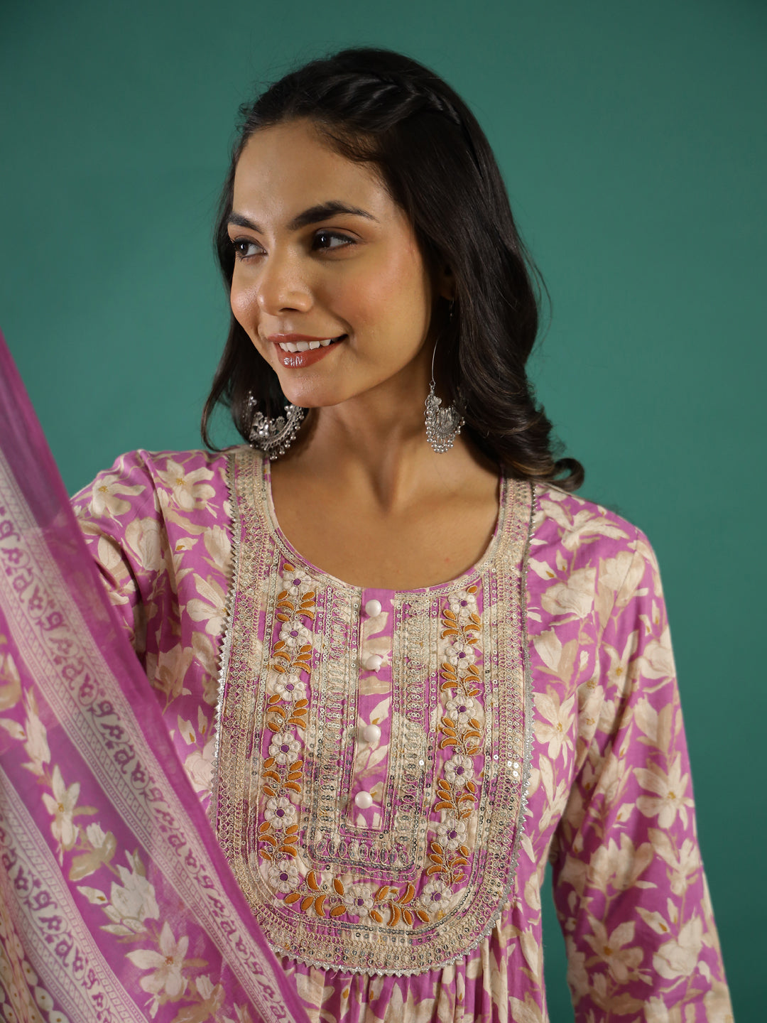 Pink Cotton Kurta Set with Dupatta