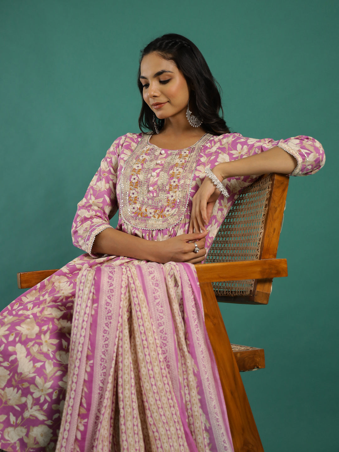 Pink Cotton Kurta Set with Dupatta