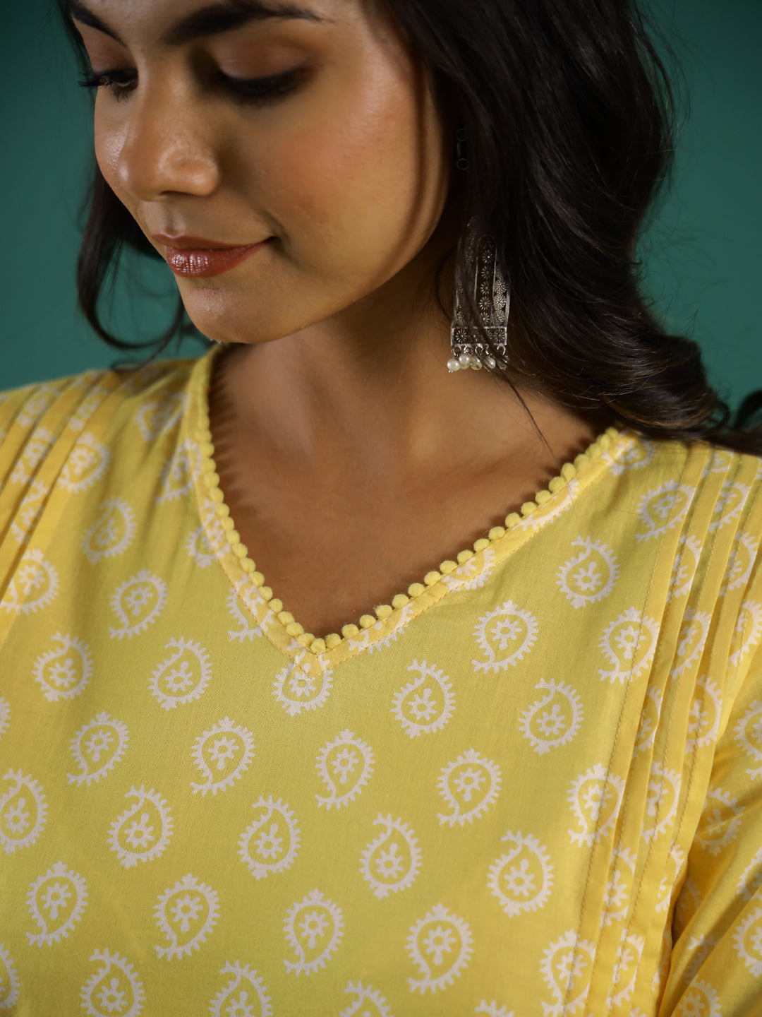 Summer yellow Cotton Printed kurta