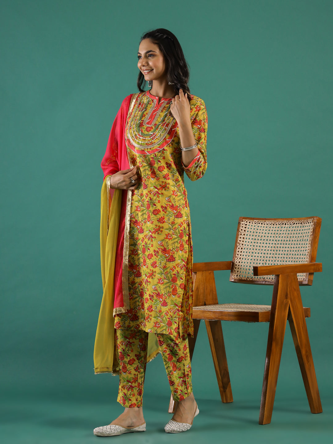 Yellow & Pink Kurta Set