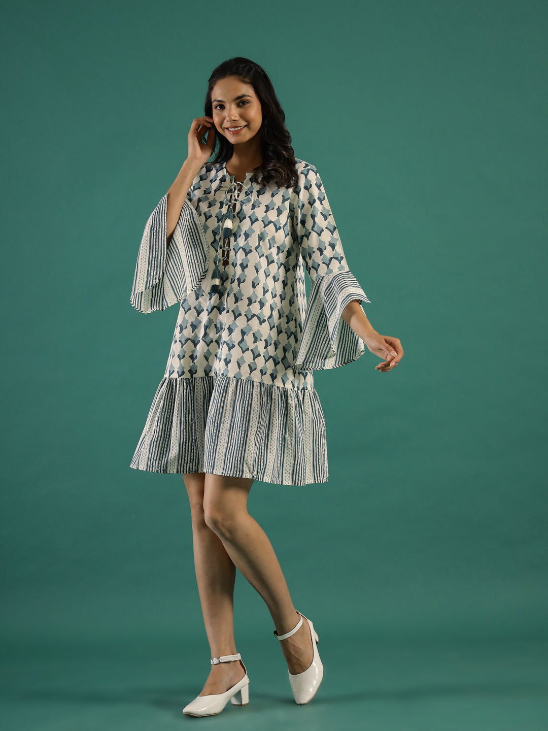 Ethnic Printed Cotton Dress for Women