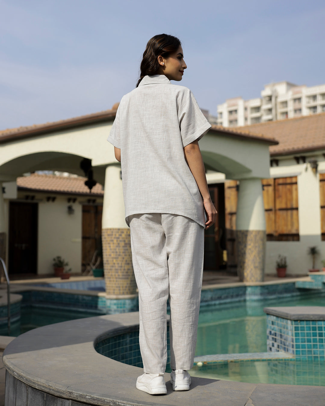 Grey Embroidered Loungewear Set