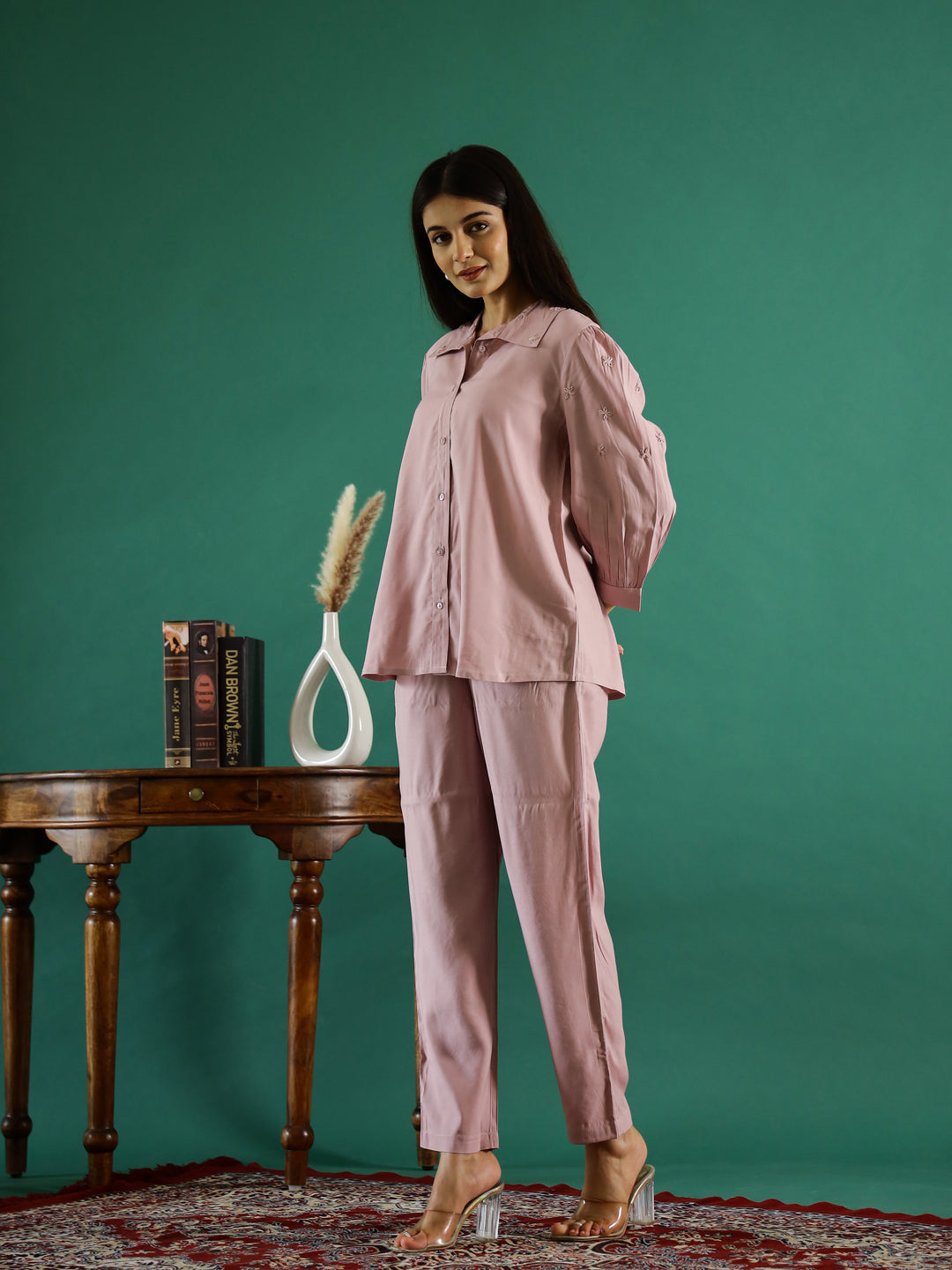 Cotton Solid Pink Co-ord Set for Women