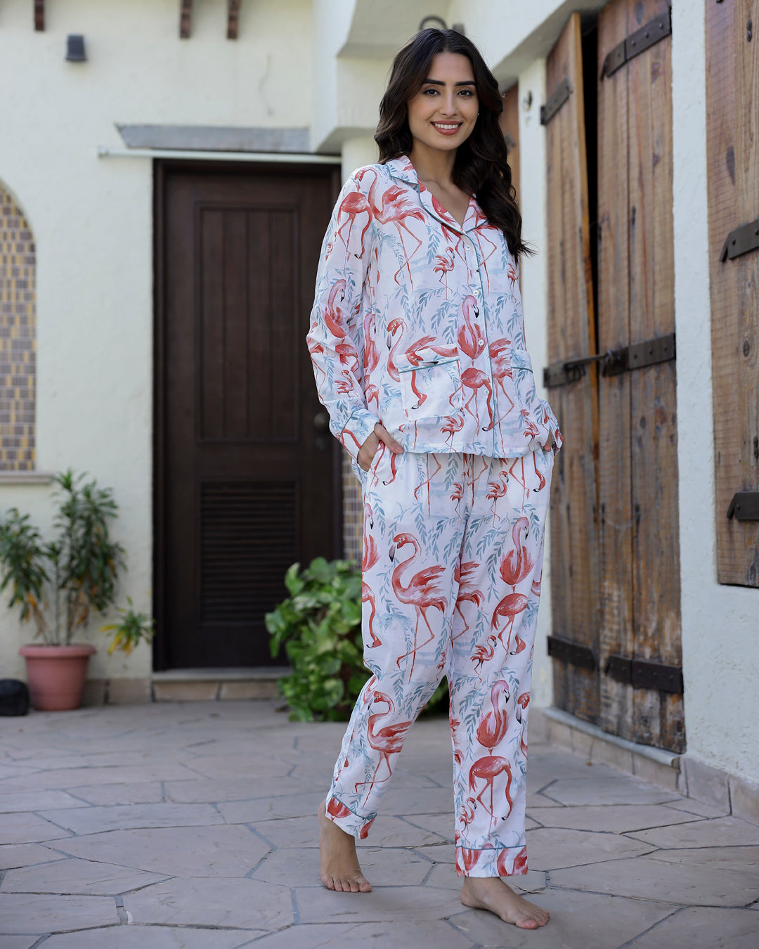 Floral Printed Night Suit Set