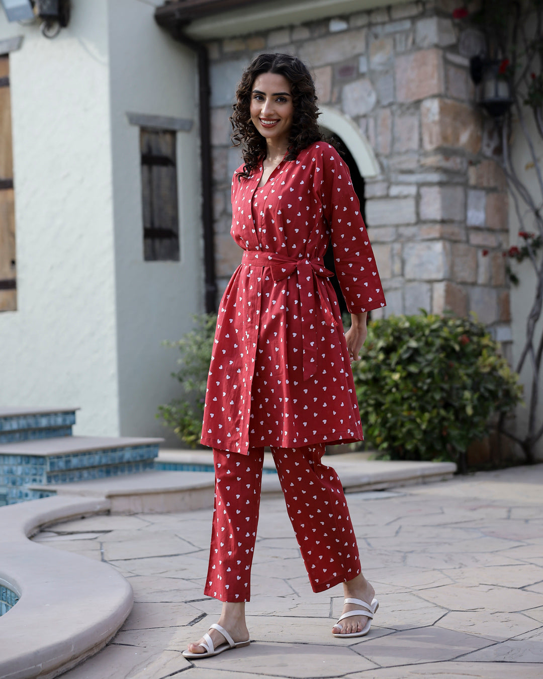 BERRY HEART Cotton Valentine Night Suit 4 PC Set