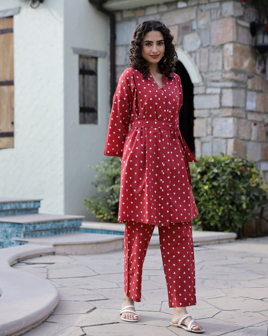 BERRY HEART Cotton Valentine Night Suit 4 PC Set