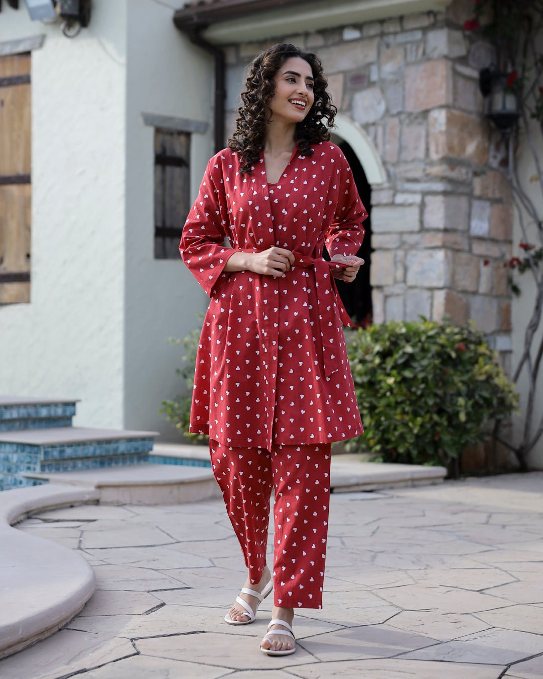 BERRY HEART Cotton Valentine Night Suit 4 PC Set