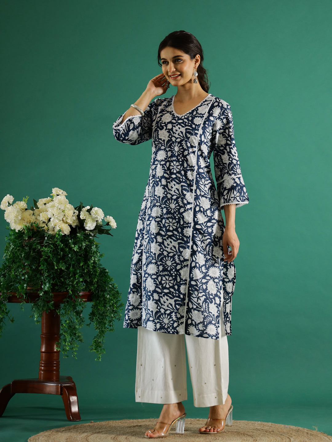 Floral Printed Round Neck Kurta for Women