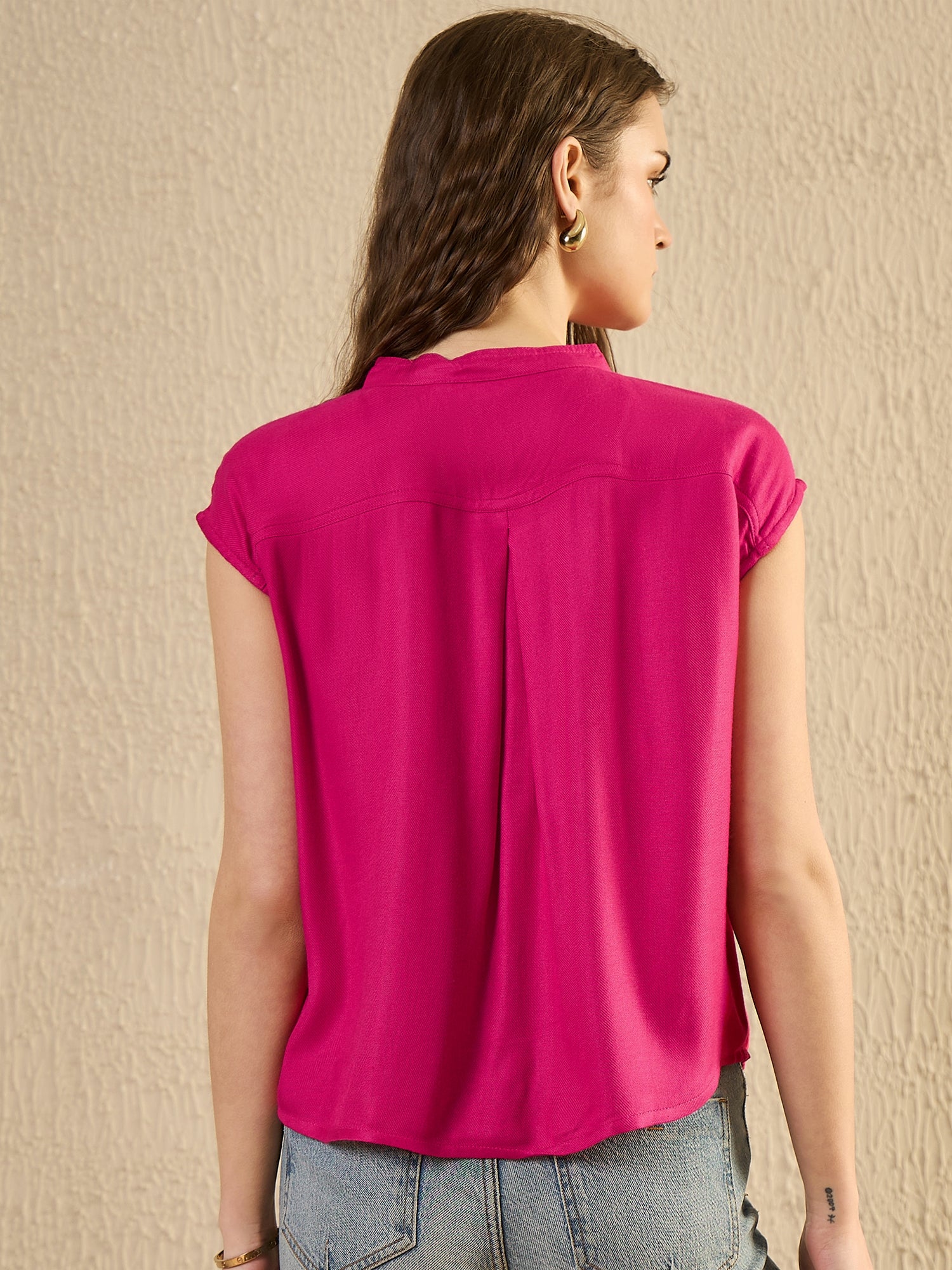 Pink Solid Shirt Top