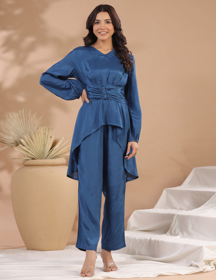 Women V-Neck Top & Flared Trouser Co-Ords