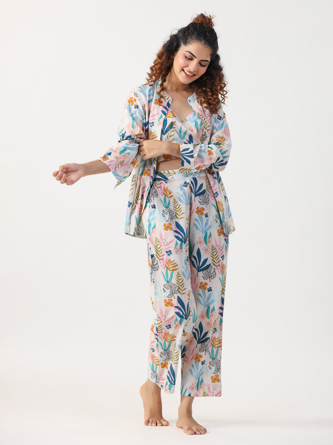 Liberty 3 pc Night Suit Set with Pyjama