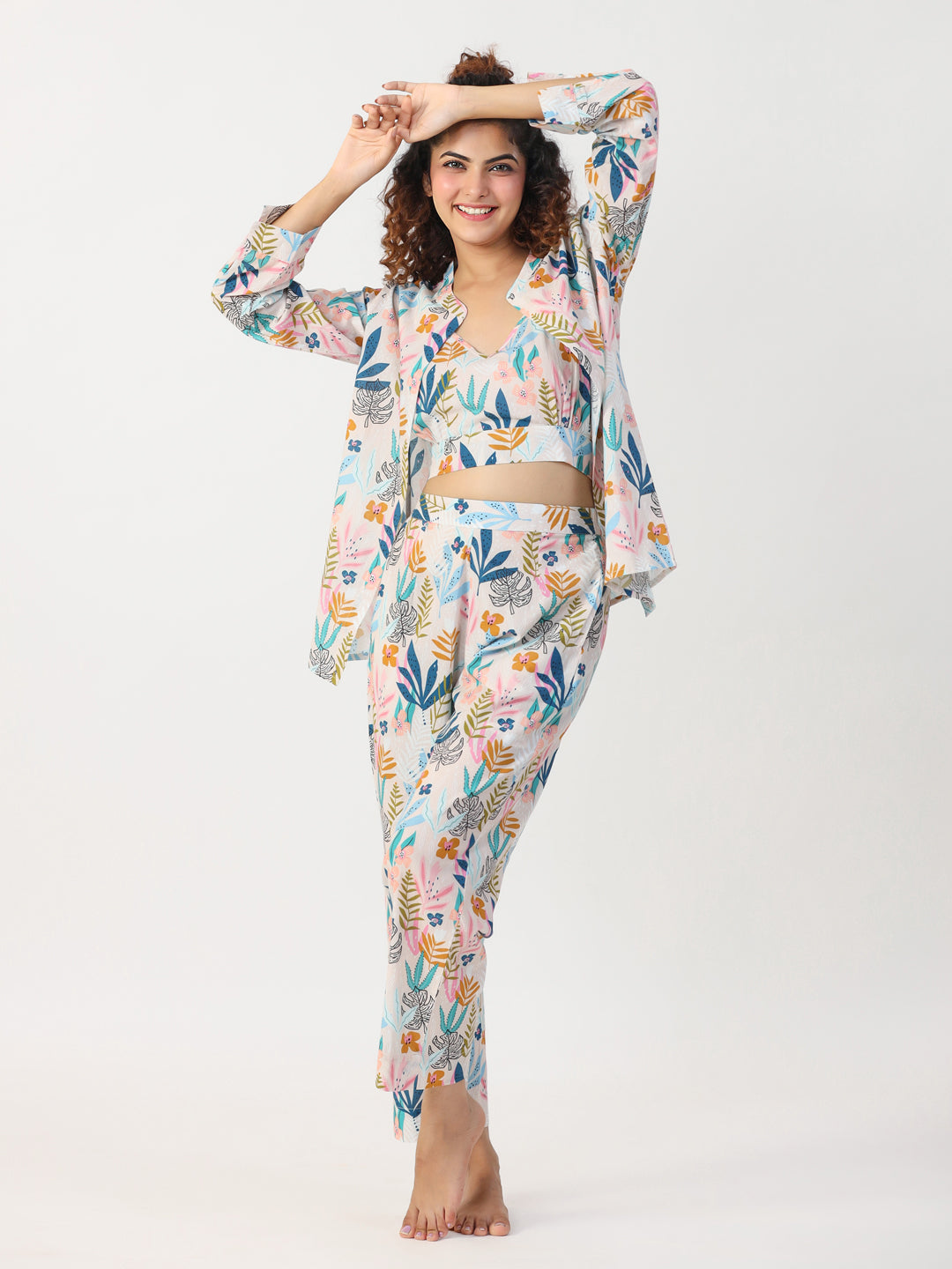 Liberty 3 pc Night Suit Set with Pyjama