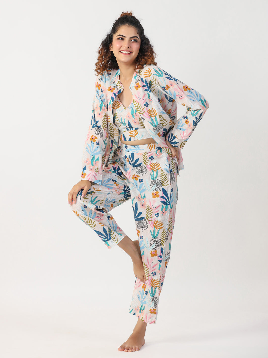 Liberty 3 pc Night Suit Set with Pyjama