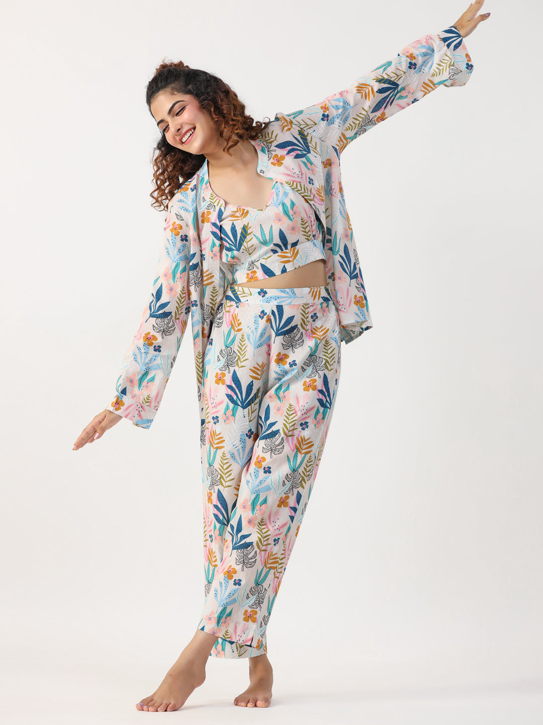 Liberty 3 pc Night Suit Set with Pyjama