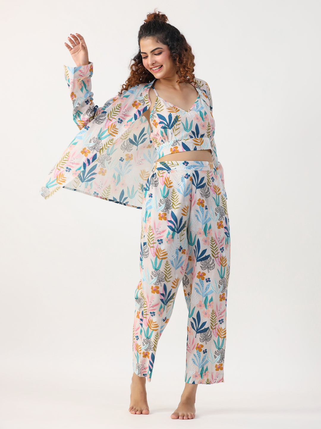 Liberty 3 pc Night Suit Set with Pyjama