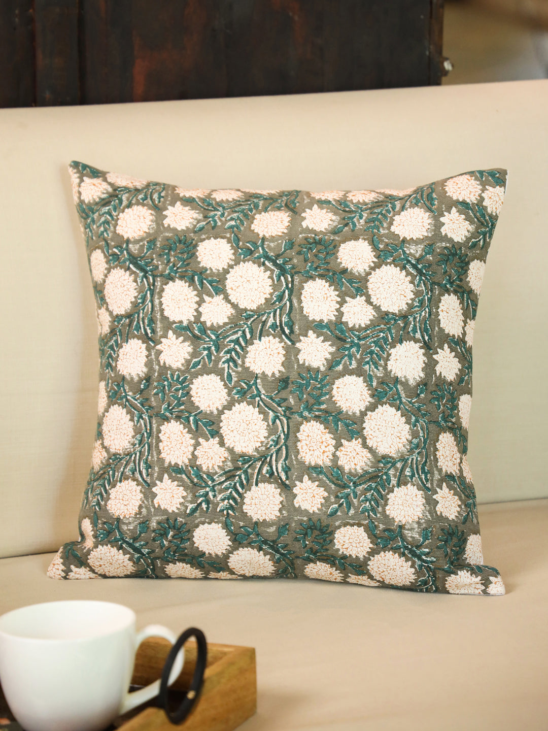 Cotton Off White Colour Floral Cushion Covers