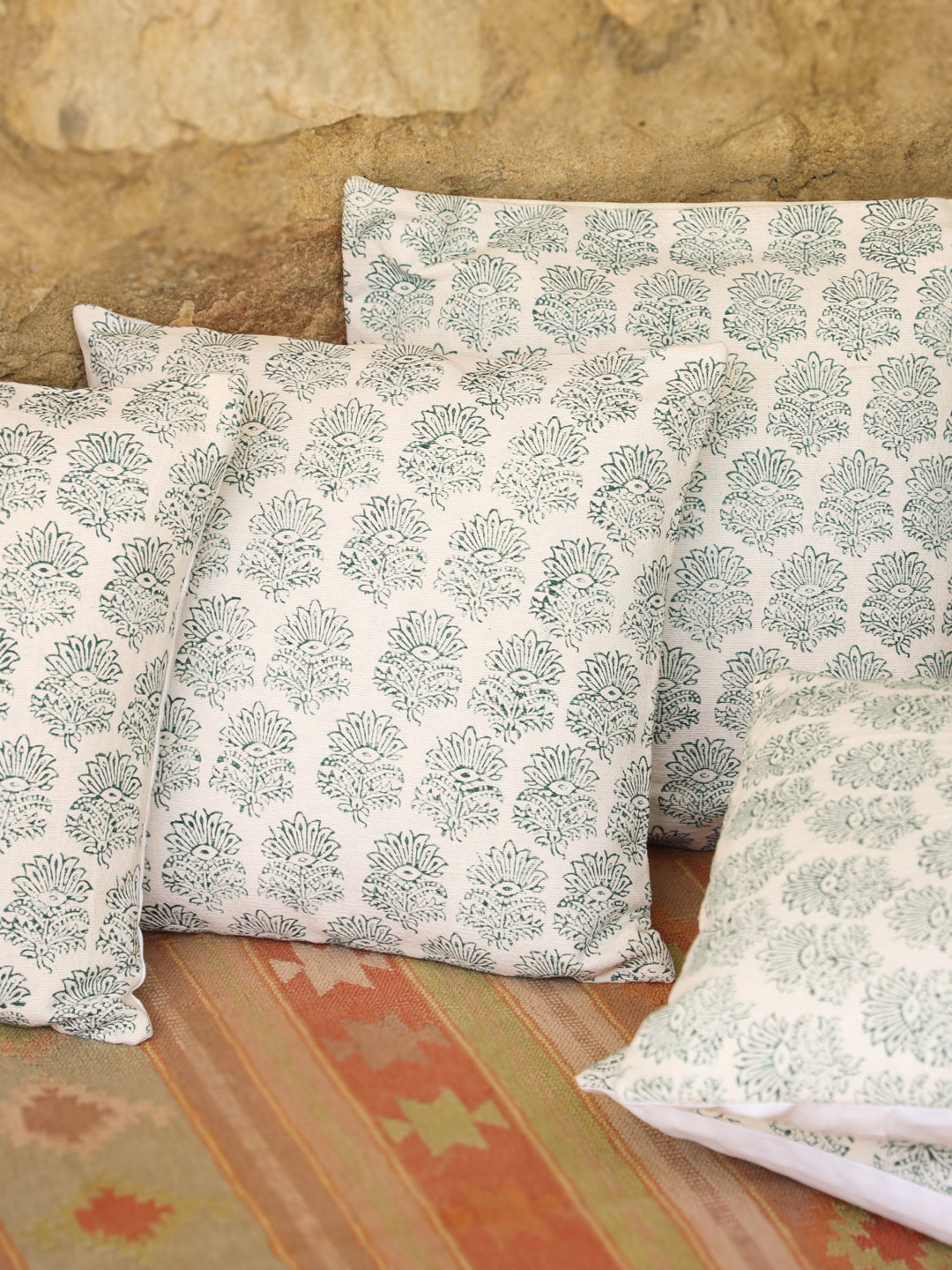 Cotton Green Colour Ethnic Motifs Cushion Covers