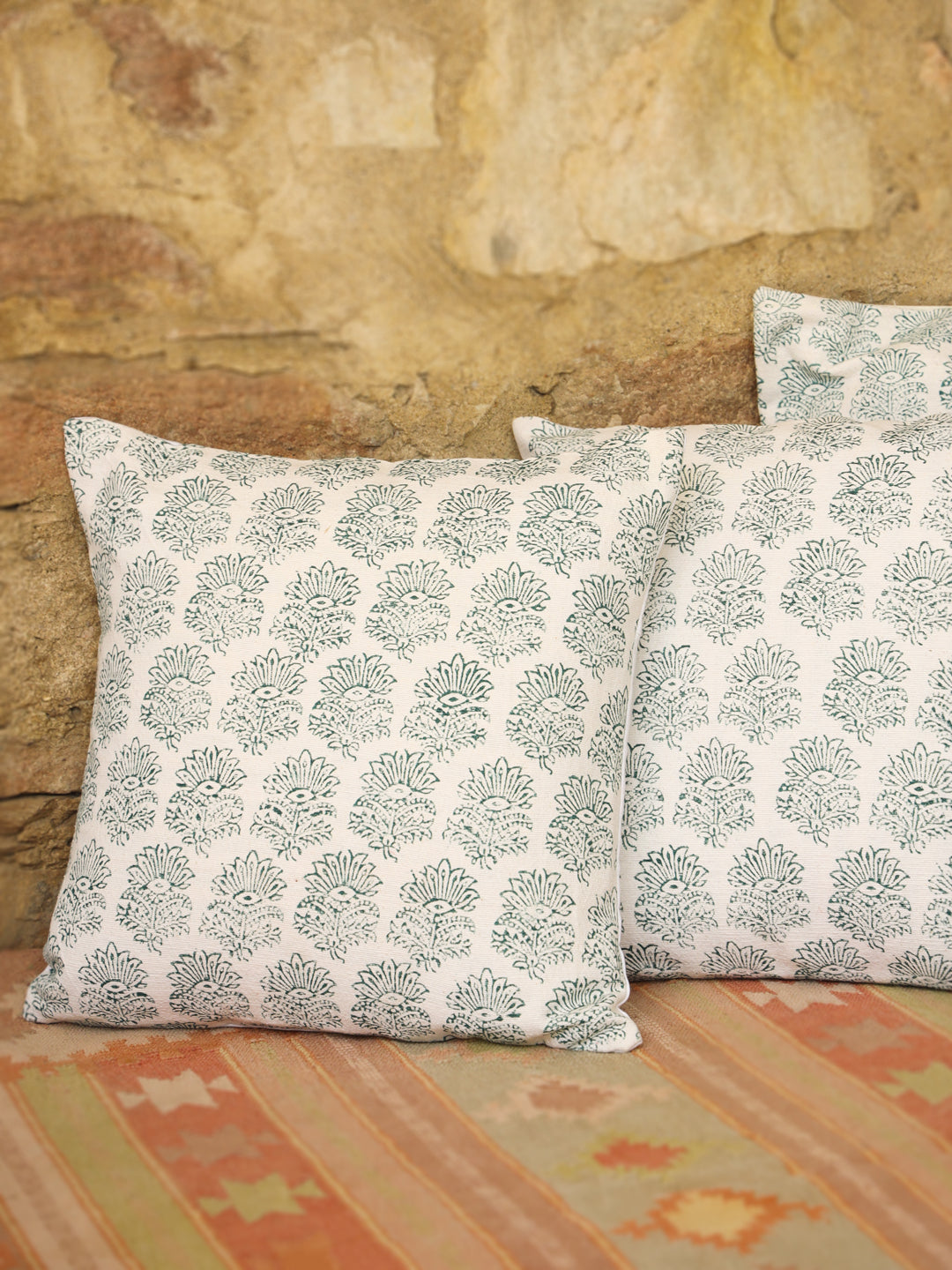 Cotton Green Colour Ethnic Motifs Cushion Covers