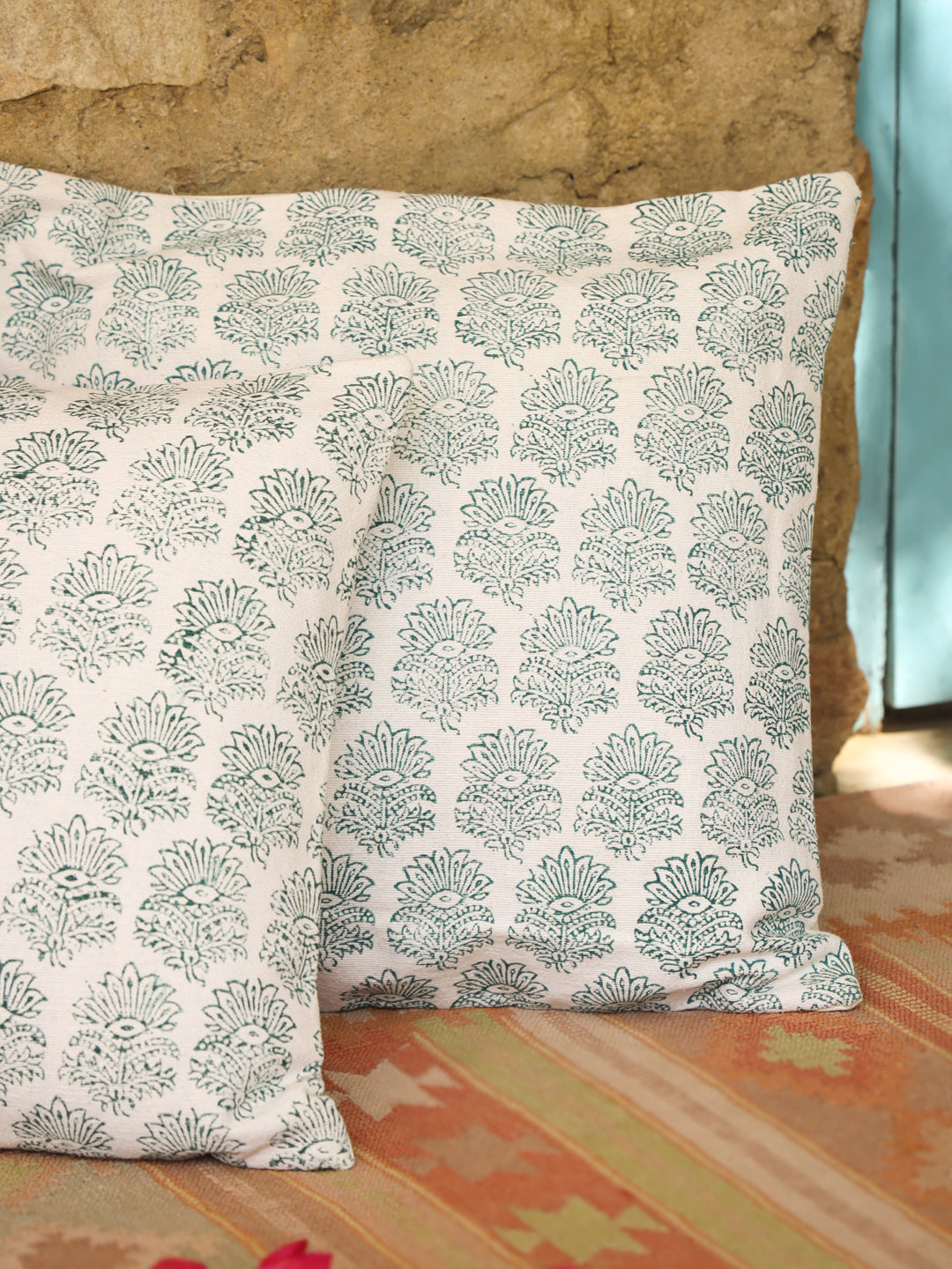 Cotton Green Colour Ethnic Motifs Cushion Covers