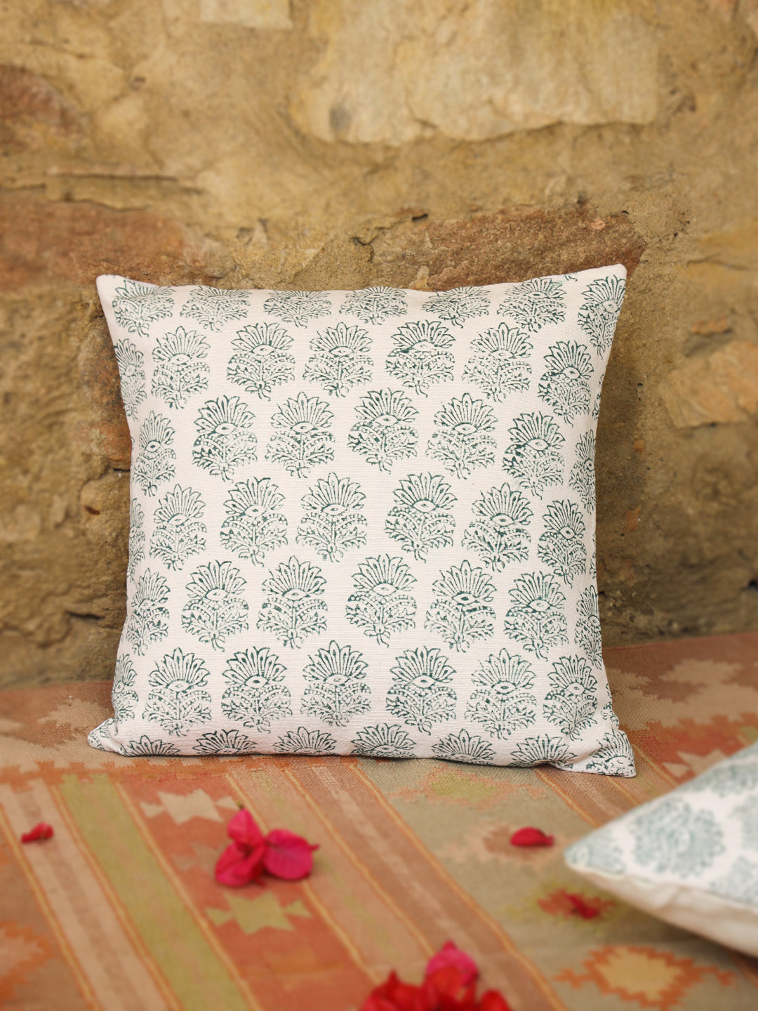 Cotton Green Colour Ethnic Motifs Cushion Covers