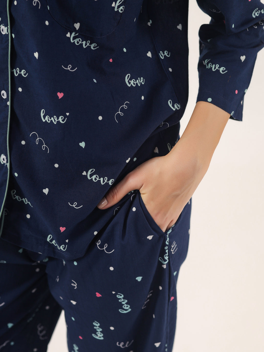 BLUE LOVE Cotton Night SUIT