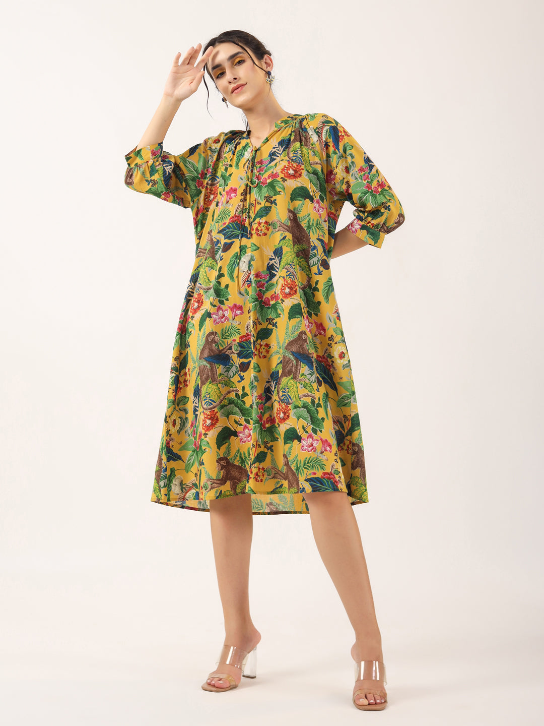 Monkey print Cotton Night Dress