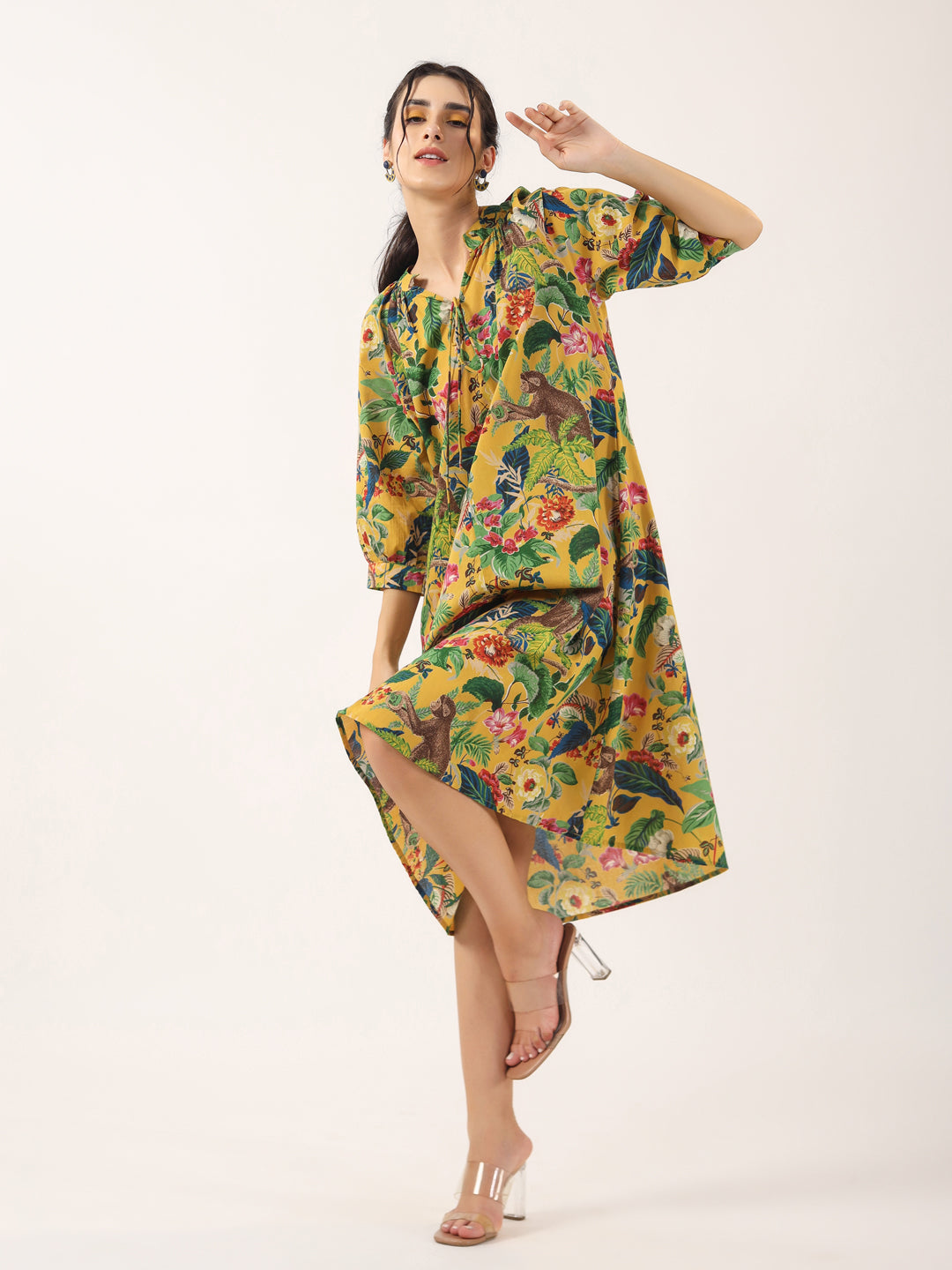 Monkey print Cotton Night Dress