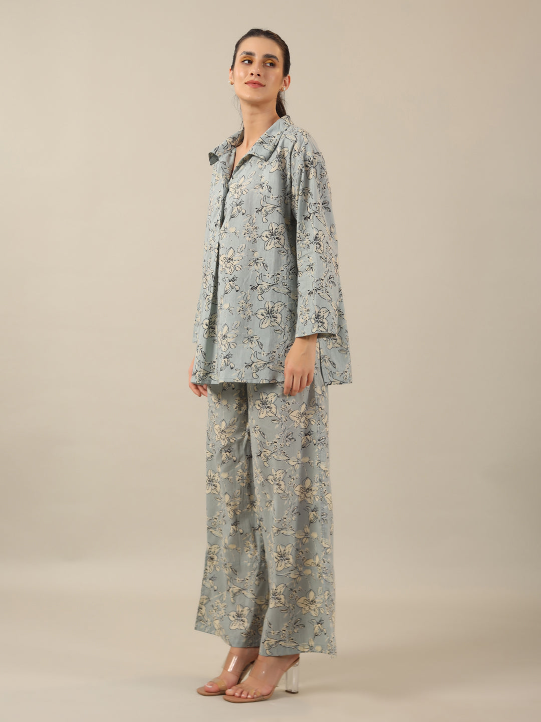 Blue Floral LOOSE FIT Palazzo Loungewear Set